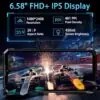 Image de l'écran FHD+ IPS de 6, 58 pouces du téléphone FOSSIBOT F106 Pro, offrant une résolution de 1080x2408, un ratio d'aspect 20:9, une densité de pixels de 401 PPI et une luminosité de 450 nits pour une expérience visuelle exceptionnelle.