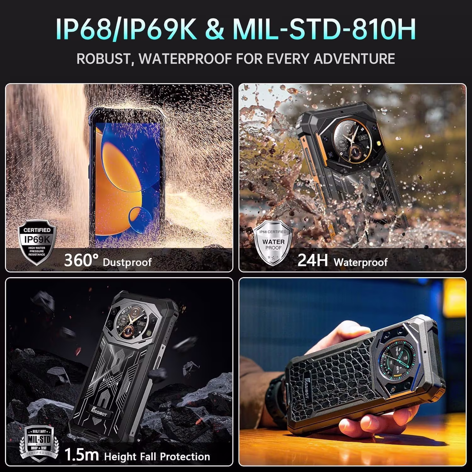 FOSSiBOT F101 Pro — Smartphone Rugged Android 13, 10600mAh, IP68/IP69K, Dual SIM 4G - immagine 5