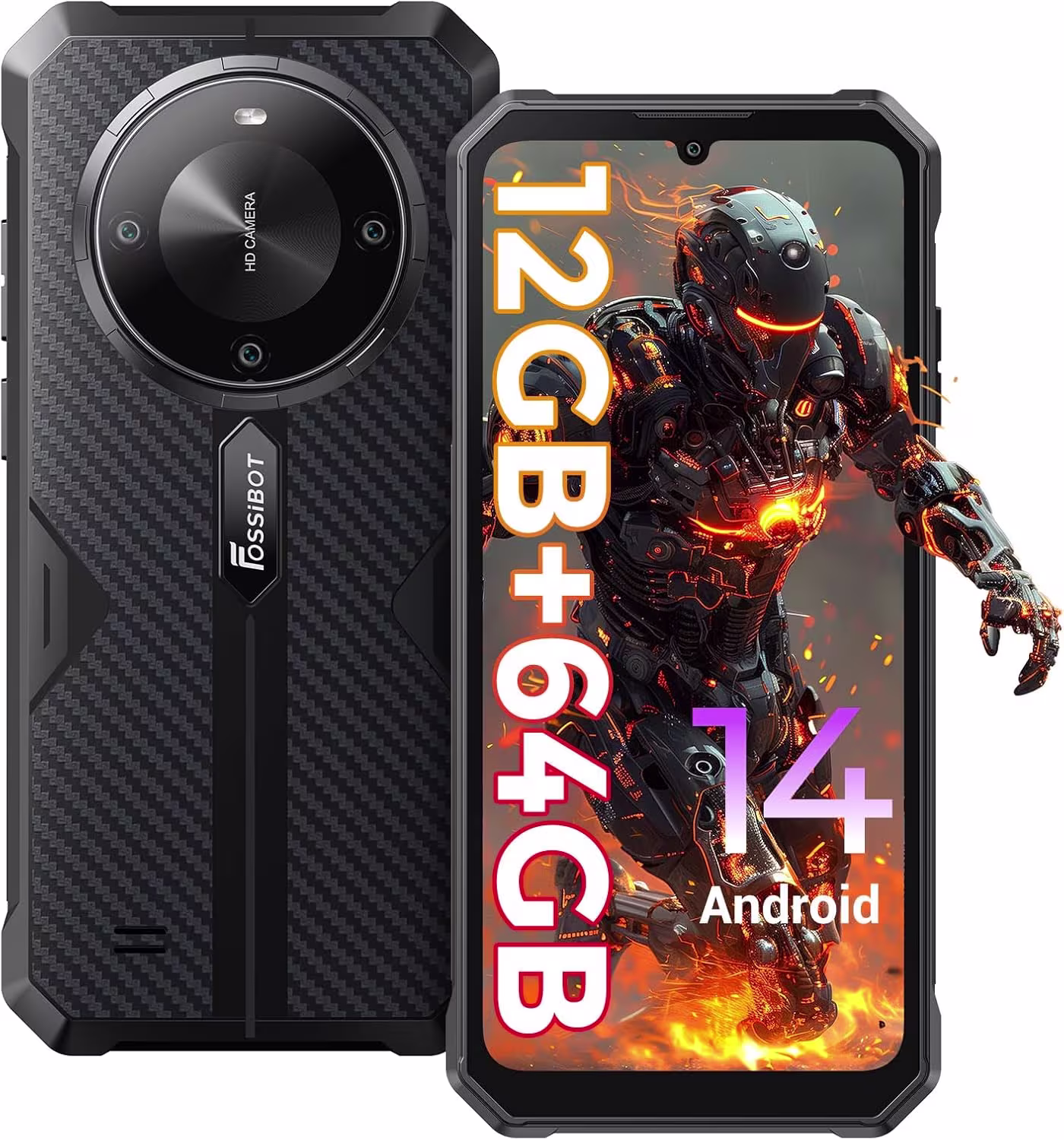 FOSSiBOT F105 Rugged — Android 14, 10300mAh, IP68/IP69K, Dual SIM 4G