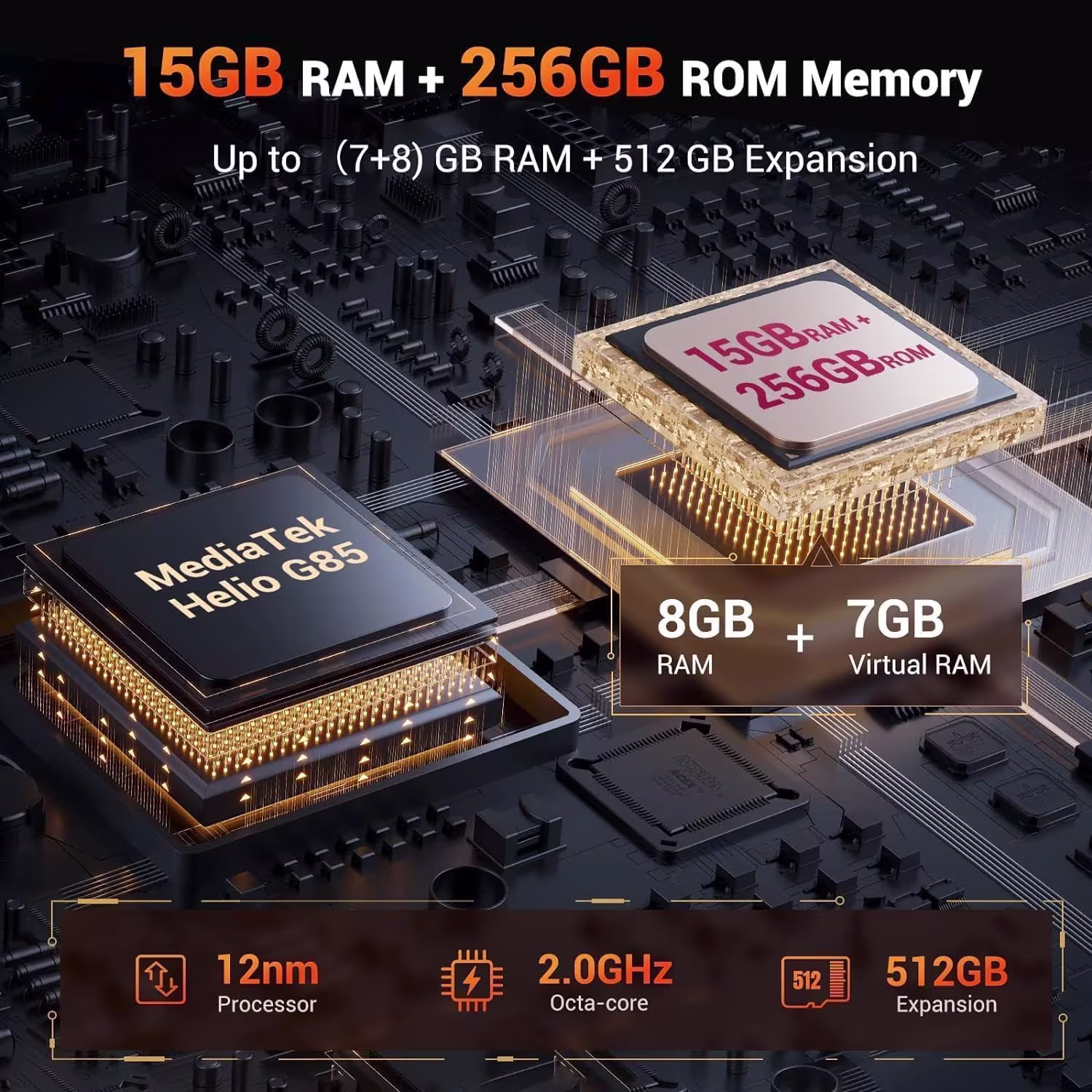 FOSSiBOT F106 Pro Smartphone Rugged Android 14 - Batteria 12000mAh, 48MP Visione Notturna, 15GB RAM 256GB ROM, IP68 Antiurto - immagine 4