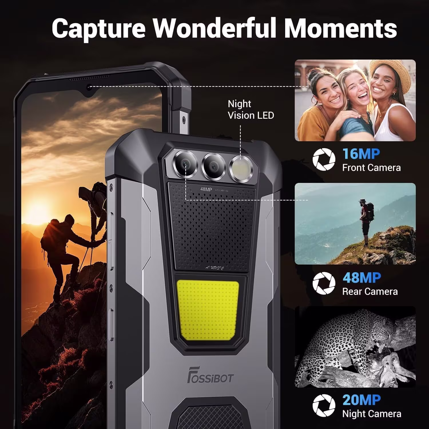 FOSSiBOT F106 Pro Smartphone Rugged Android 14 - Batteria 12000mAh, 48MP Visione Notturna, 15GB RAM 256GB ROM, IP68 Antiurto - immagine 6