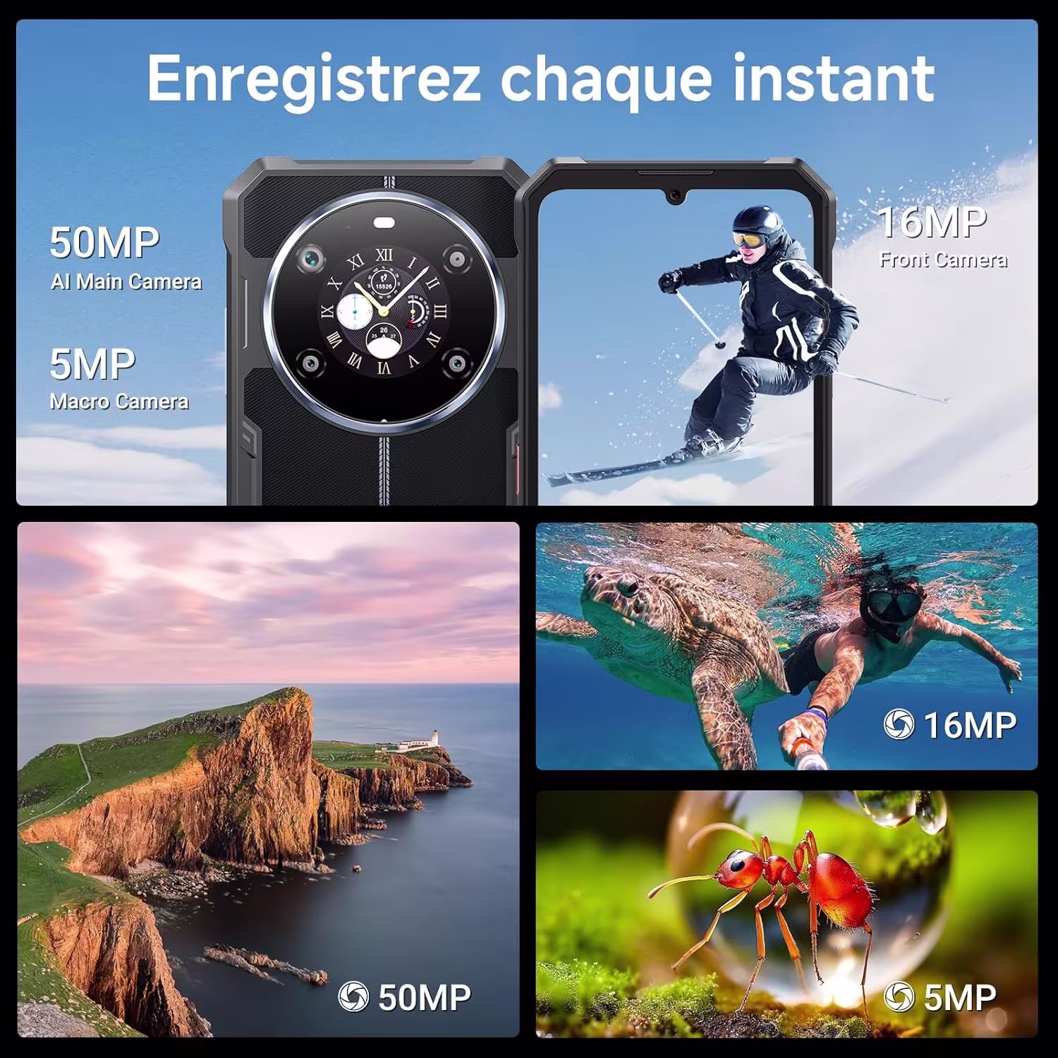 FOSSiBOT F109S — Telefono Rugged Android 15 (2025) con Doppio Schermo, 24GB RAM, 256GB, Batteria 10600 mAh, IP68/IP69K - immagine 7