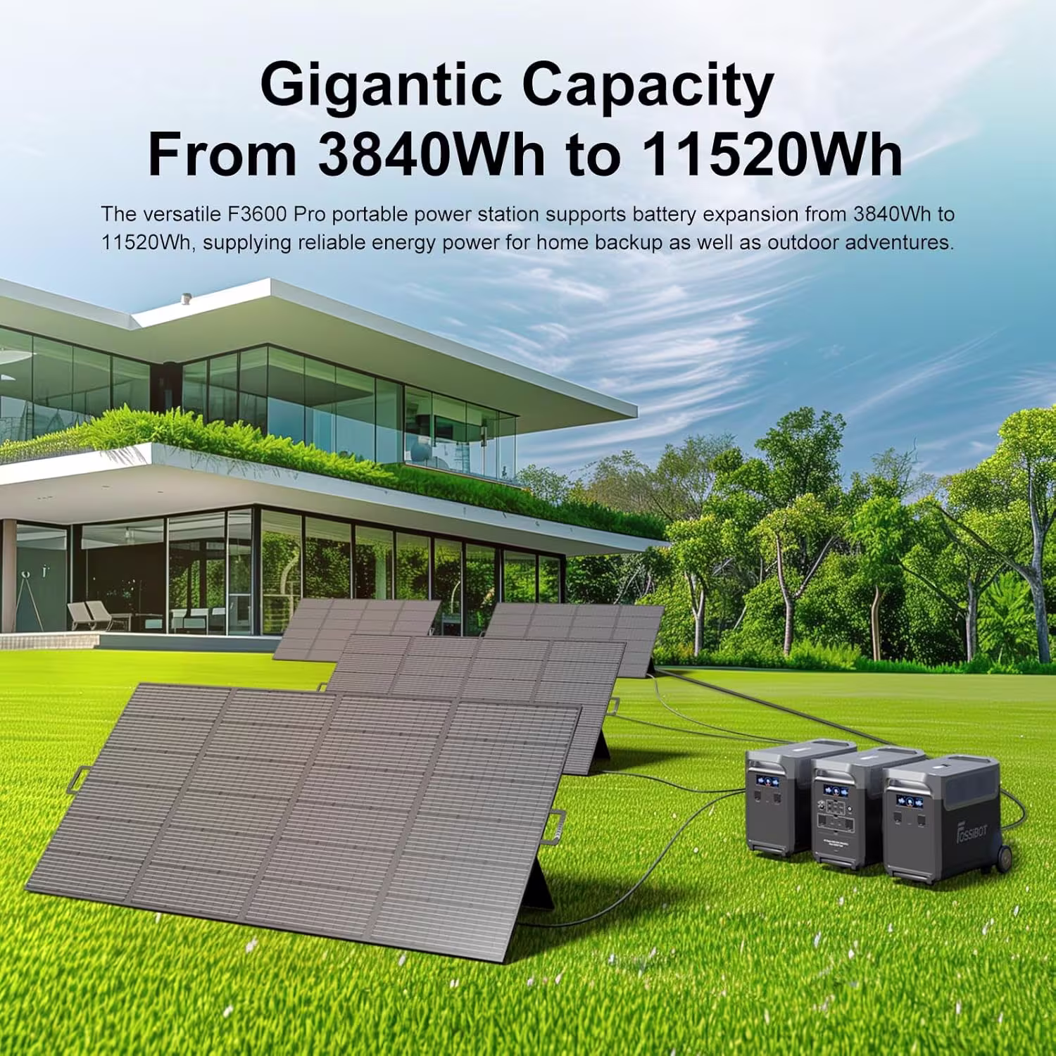 FOSSiBOT F3600 Pro con Pannello Solare 420W - Power Station 3840Wh 3600W + Pannello Solare - Kit Completo Backup Casa e Uso Professionale - immagine 3