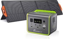 FOSSiBOT F800 con Pannello Solare 200W - Power Station Portatile 512Wh 800W + Pannello Solare - Kit Completo Energia Solare per Campeggio e Outdoor