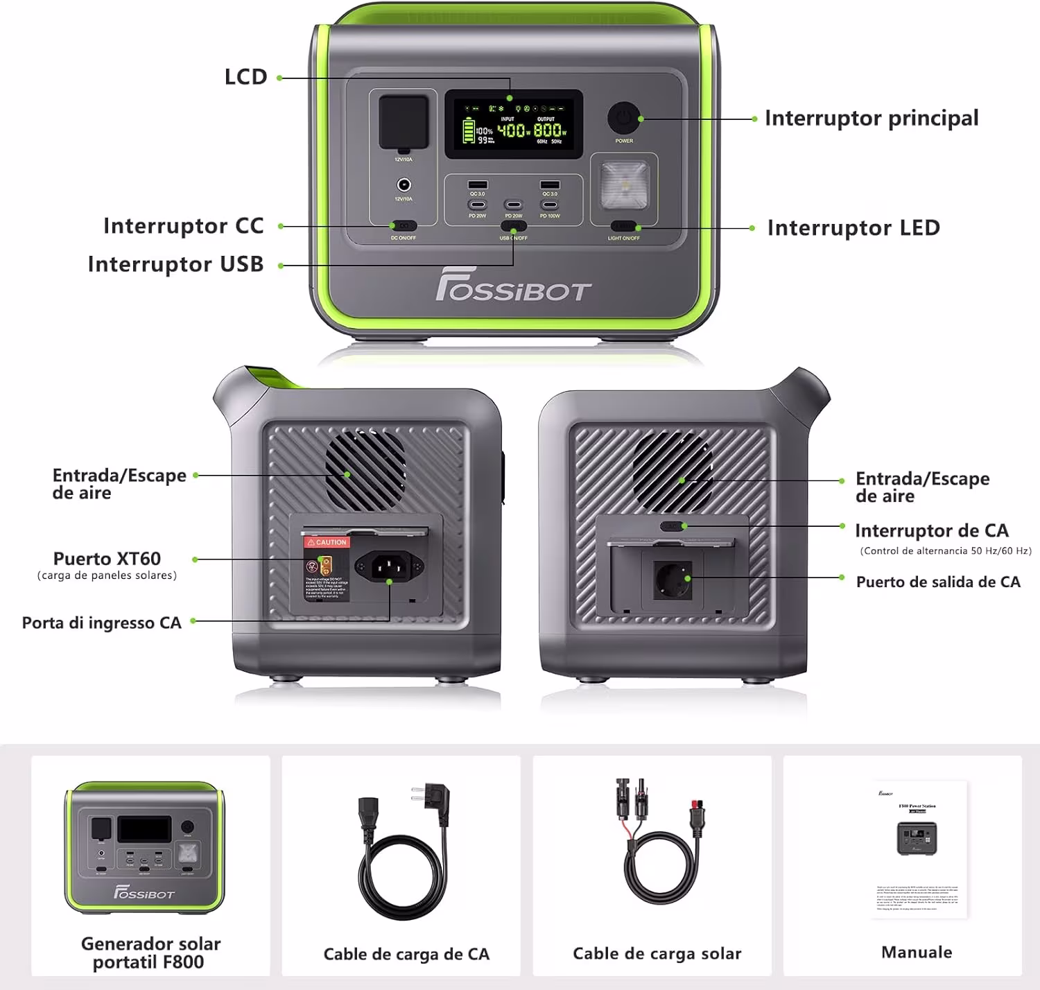 FOSSiBOT F800 – Power Station Portatile 512Wh (800W) LiFePO4 - immagine 4