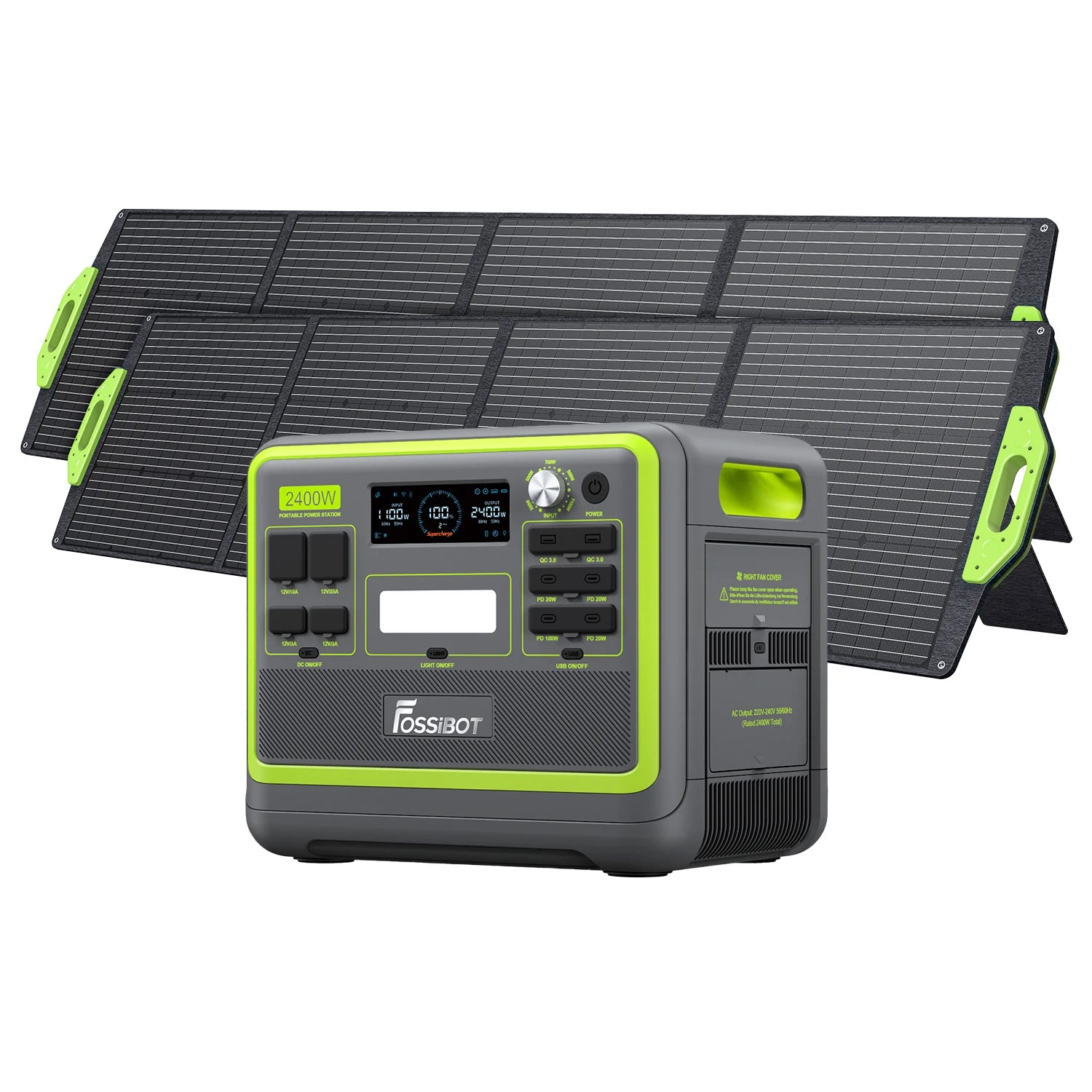 FOSSiBOT F2400 + 2 × 200 W paneles solares